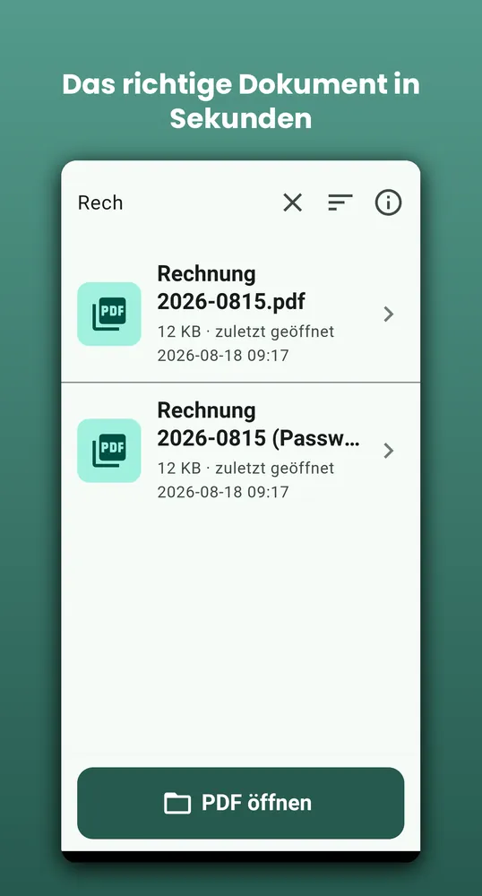 PDF Reader auf Android: Liste filtern