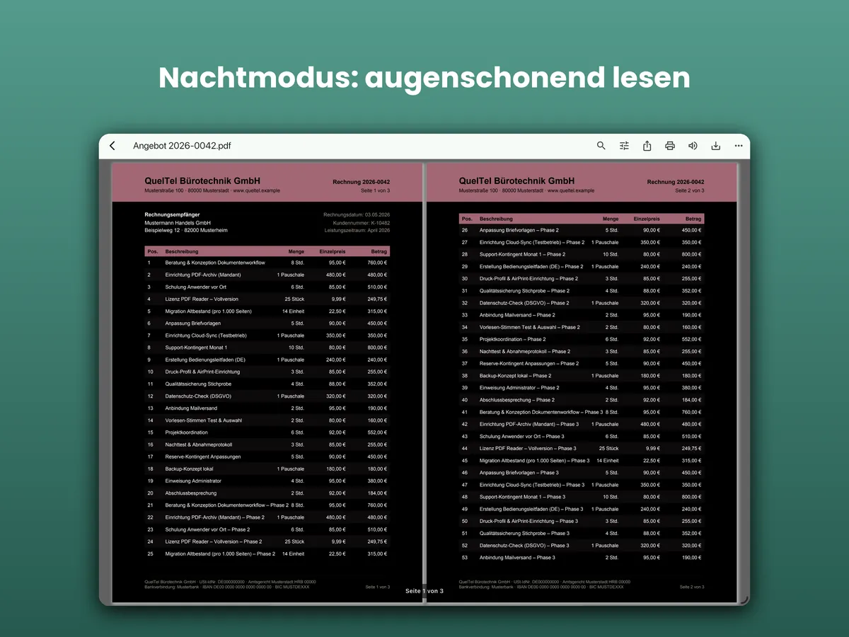 PDF Reader auf iPad: Nachtmodus
