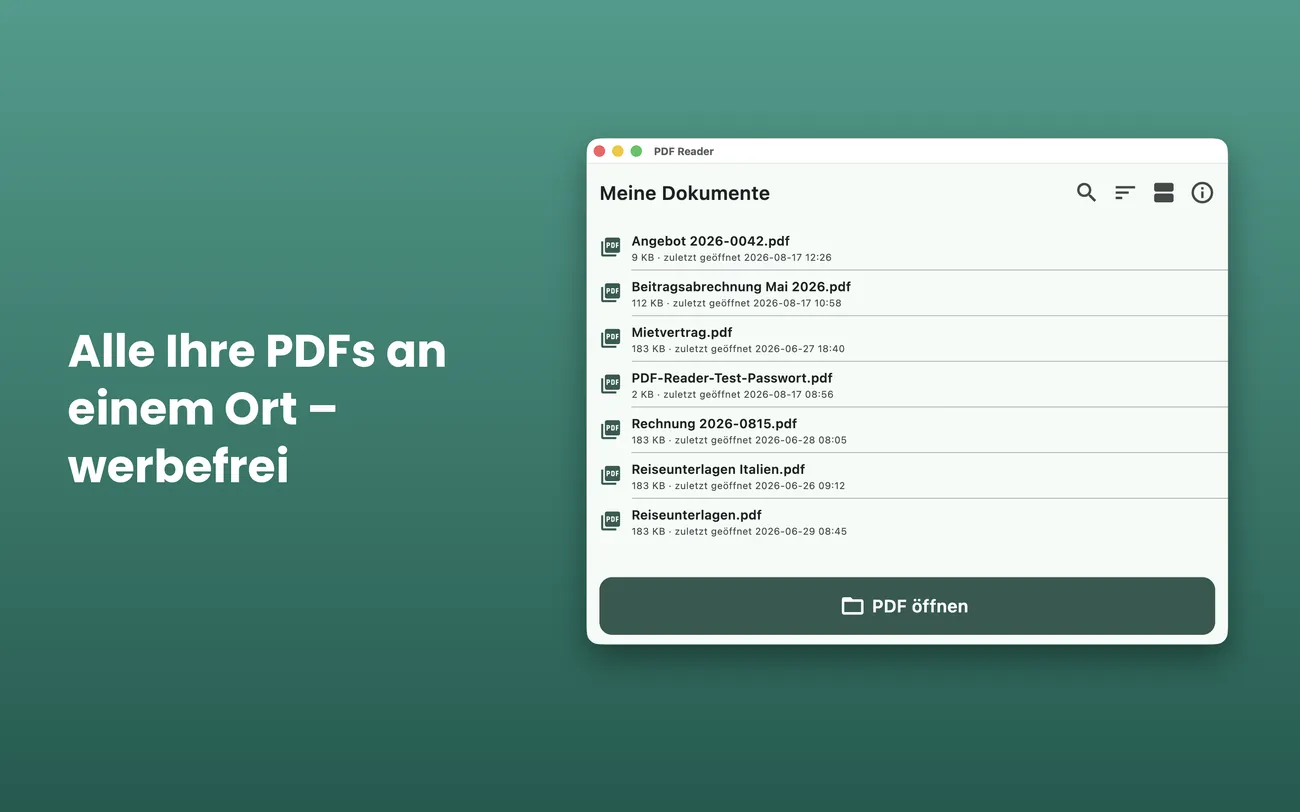 PDF Reader auf Mac: Alle PDFs an einem Ort – werbefrei