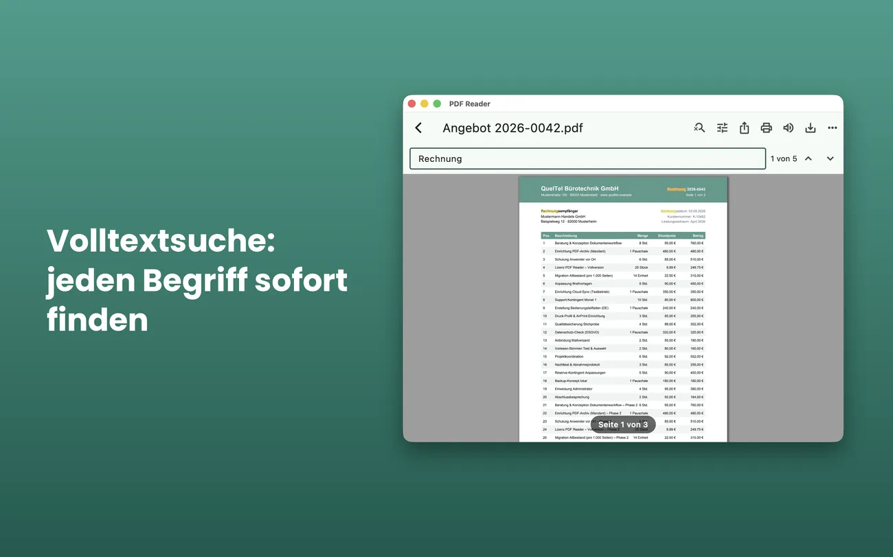 PDF Reader auf Mac: Volltextsuche