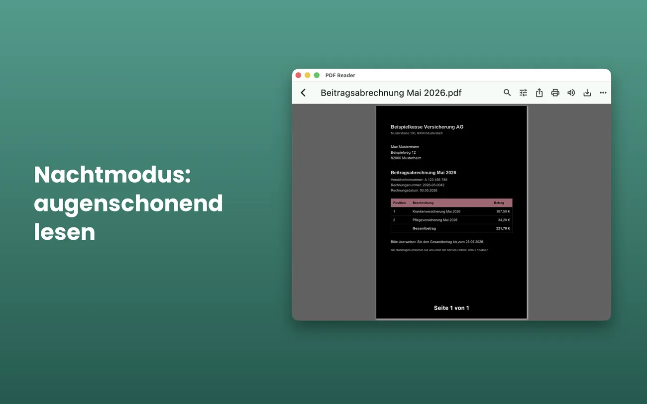 PDF Reader auf Mac: Nachtmodus